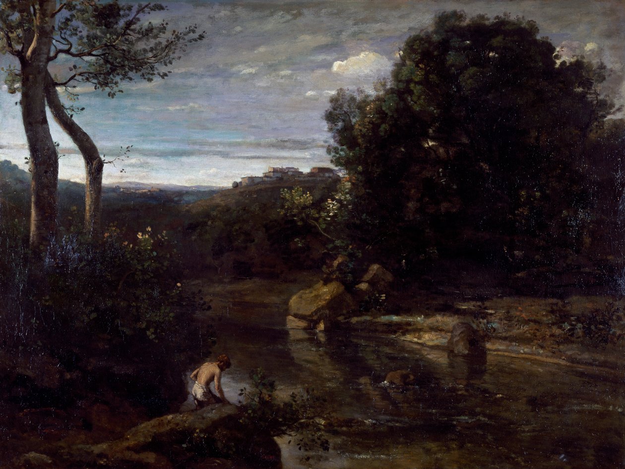 Jean-Baptiste-Camille Corot (1796-1875) kylpevä pastori. tekijältä Jean Baptiste Camille Corot