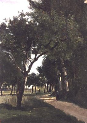 Avenue in the Woods, lähellä Chavilleä, noin 1824 tekijältä Jean Baptiste Camille Corot