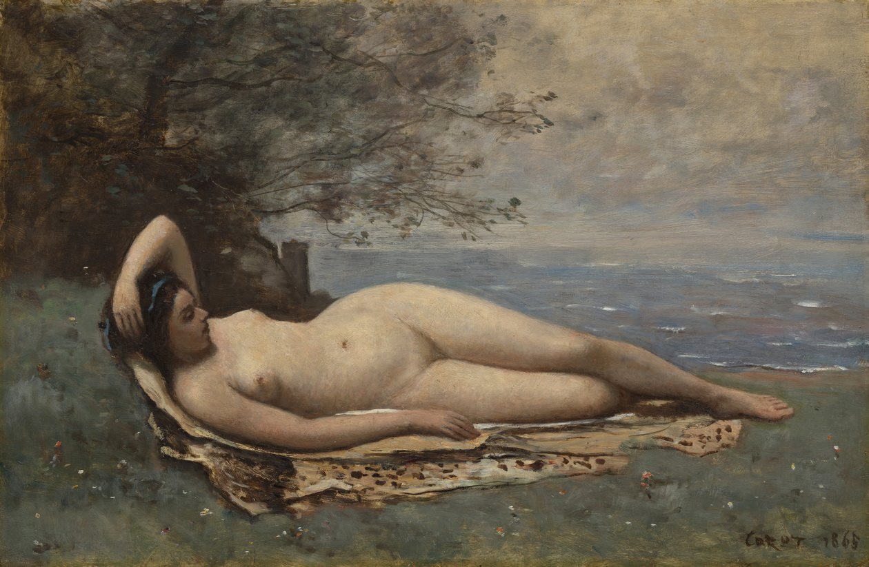 Bacchante meren rannalla, 1865. tekijältä Jean Baptiste Camille Corot