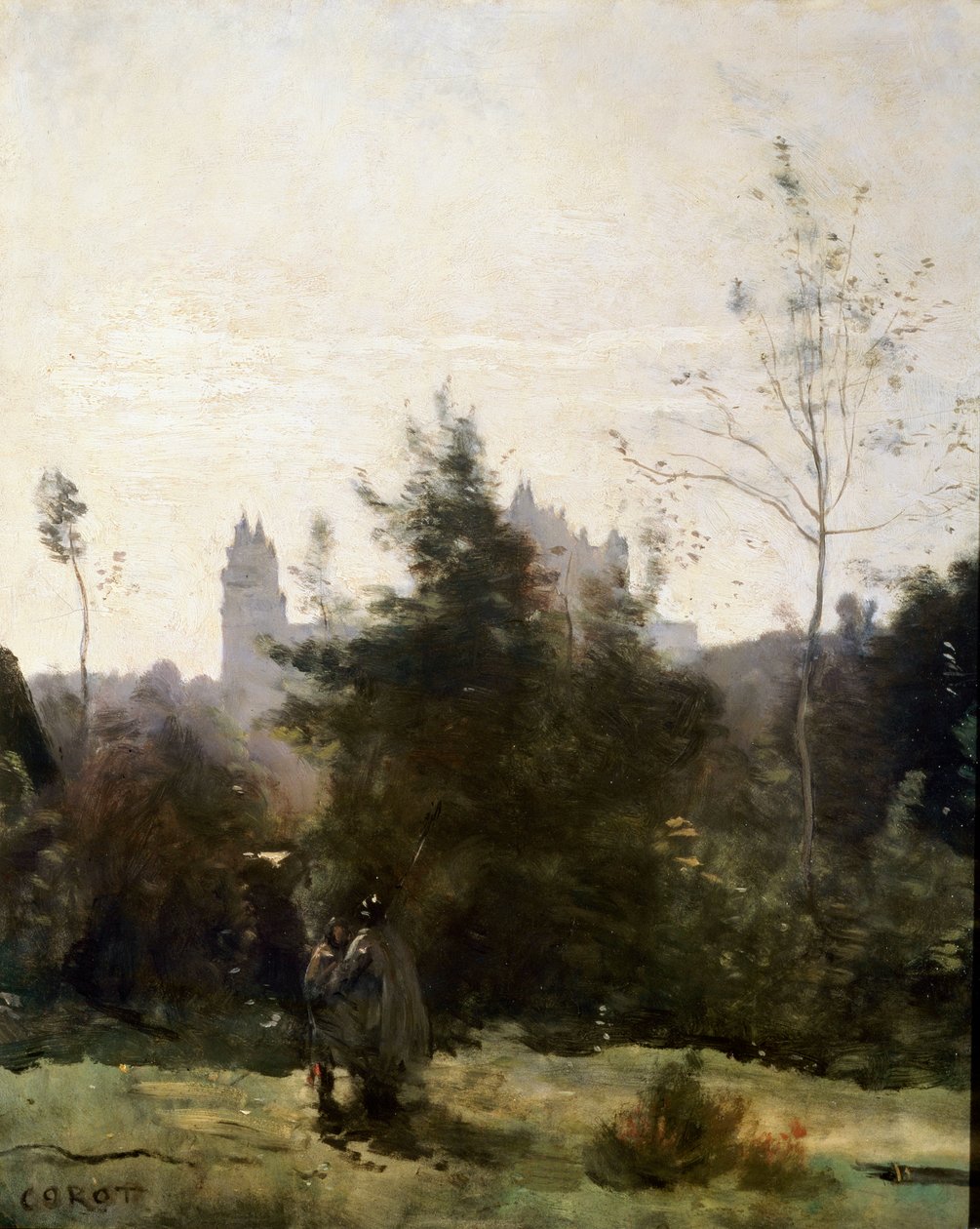 Chateau de Pierrefonds, 1860-luku. tekijältä Jean-Baptiste-Camille Corot