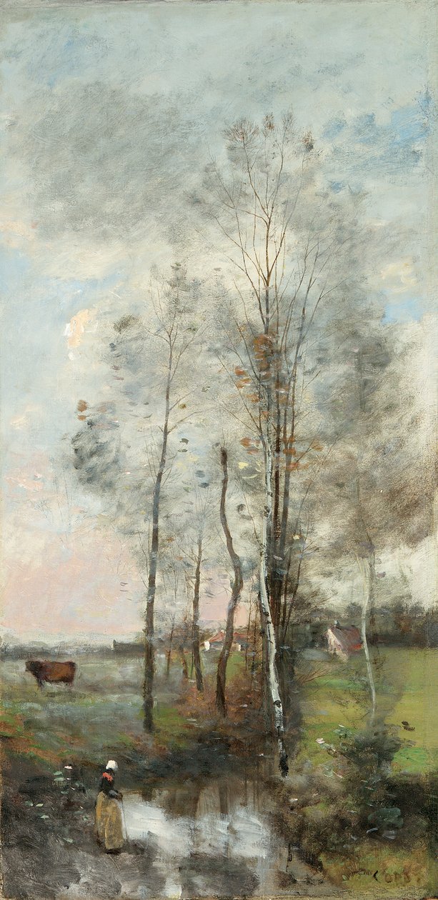 Leppän ja koivun kuppi, 1865-70 tekijältä Jean Baptiste Camille Corot