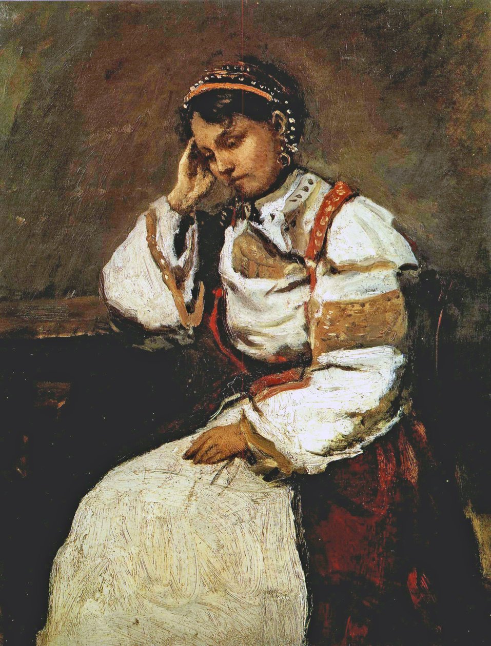 Corot - Uneksiva mustalaisnainen, 1865-70 tekijältä Jean Baptiste Camille Corot
