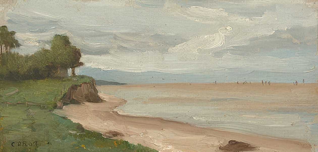 Etretatin ranta. Noin 1872 tekijältä Jean Baptiste Camille Corot