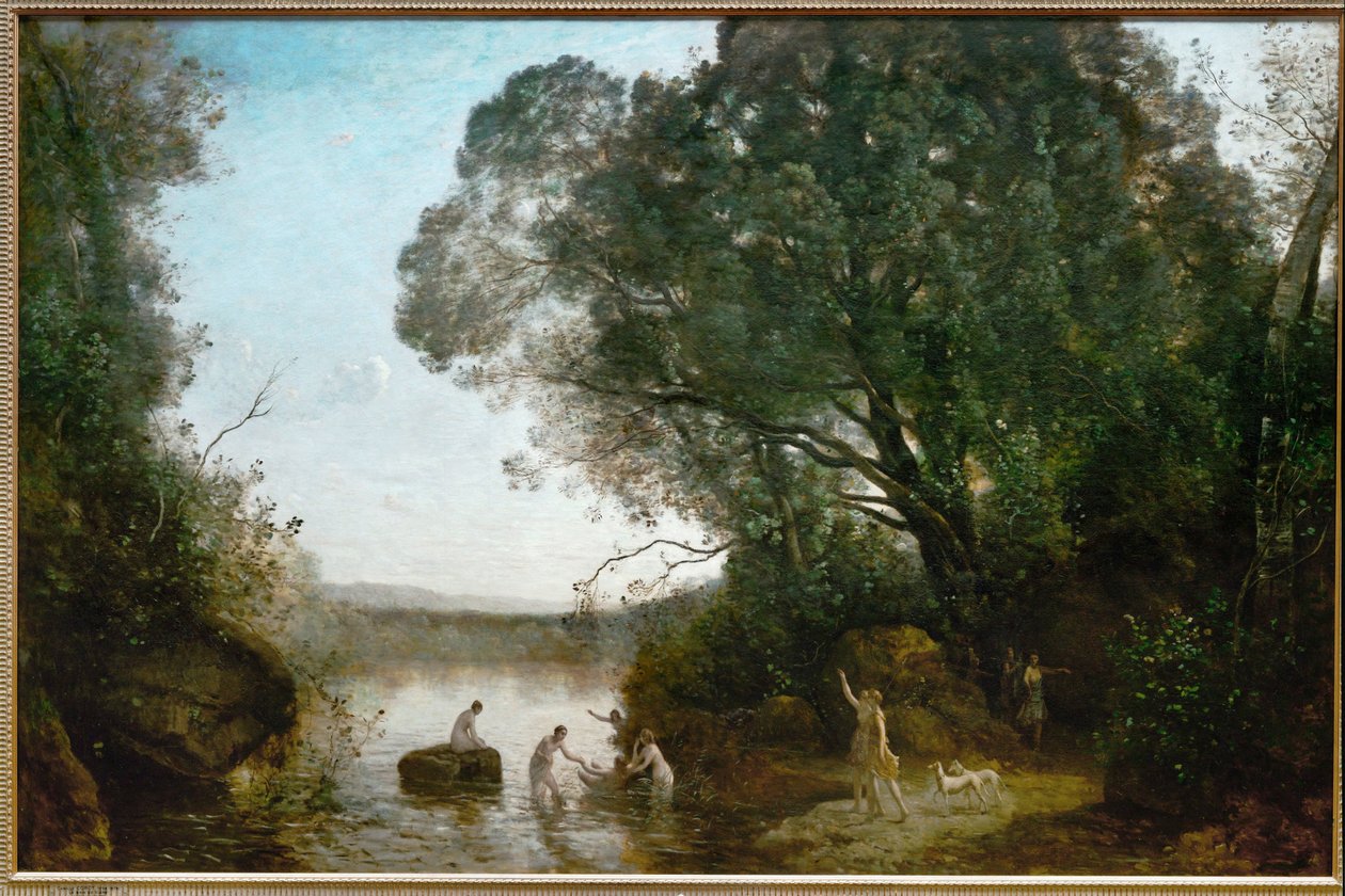Diana uimassa (öljy kankaalle) tekijältä Jean Baptiste Camille Corot