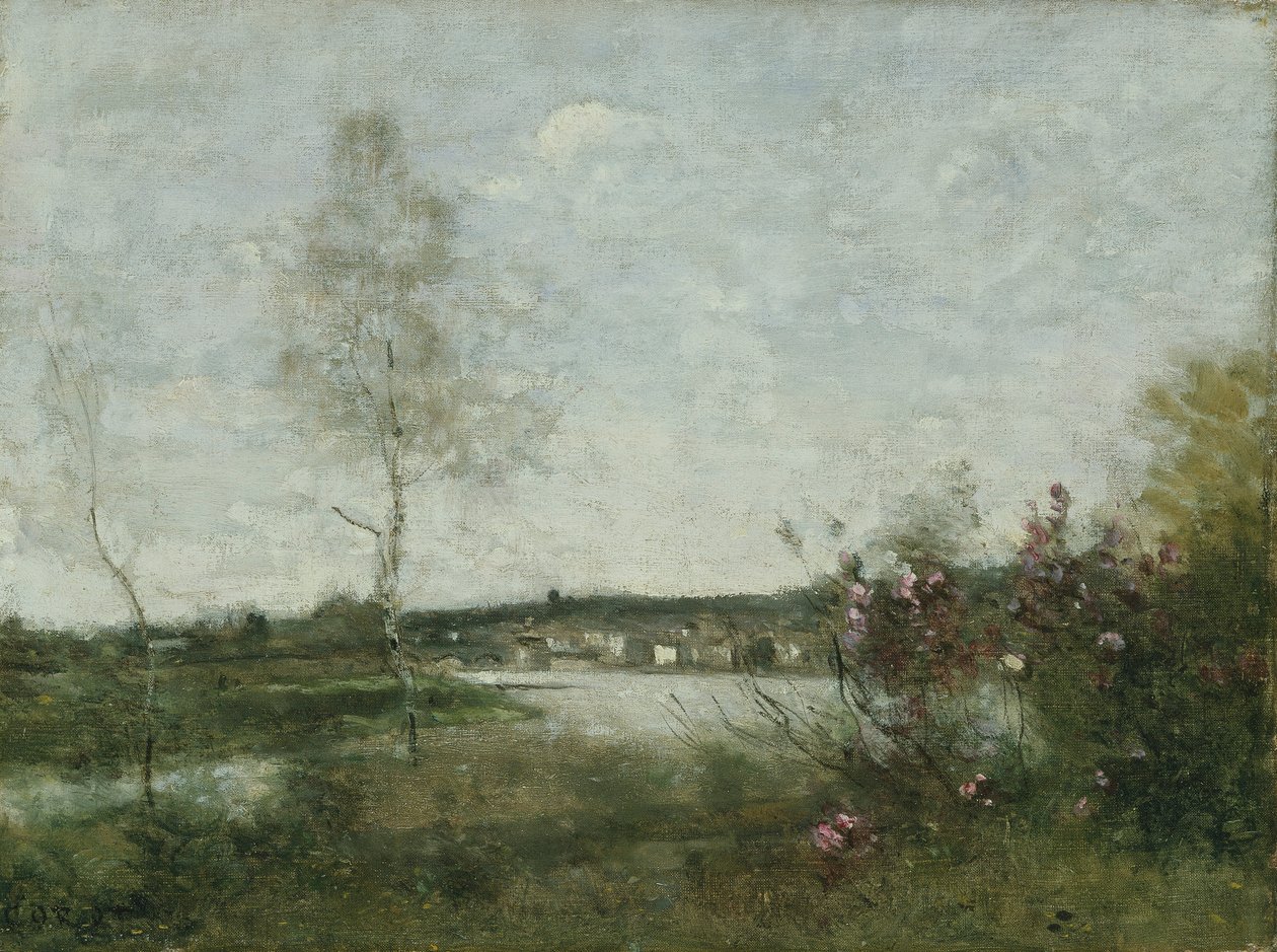 "Kaukainen näkymä Corbeilista, aamu", 1870 tekijältä Jean Baptiste Camille Corot