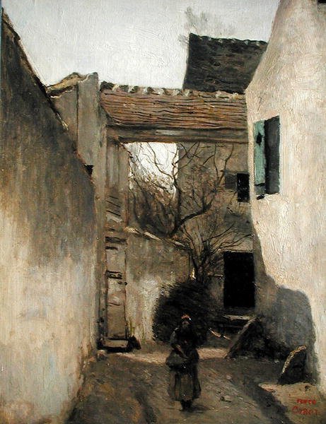 Ecouen, kylän kulma, noin 1870 (öljy kankaalle) tekijältä Jean Baptiste Camille Corot