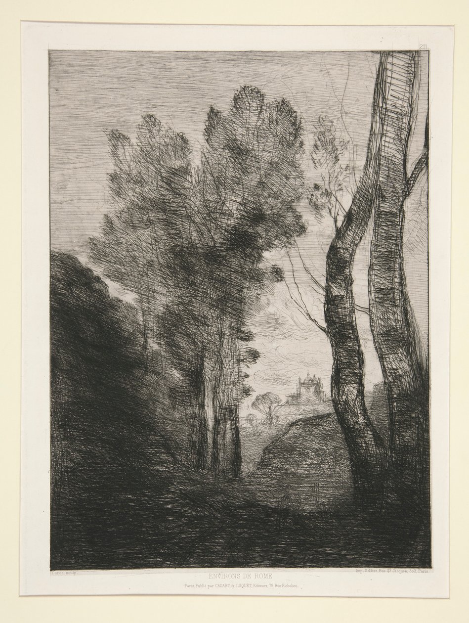 Environs de Rome (lähellä Roomaa) tekijältä Jean-Baptiste-Camille Corot