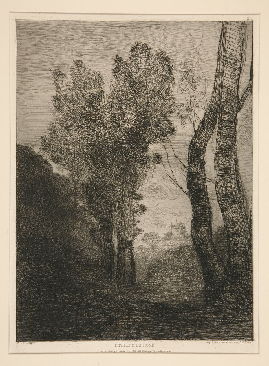 Environs de Rome (lähellä Roomaa) tekijältä Jean Baptiste Camille Corot