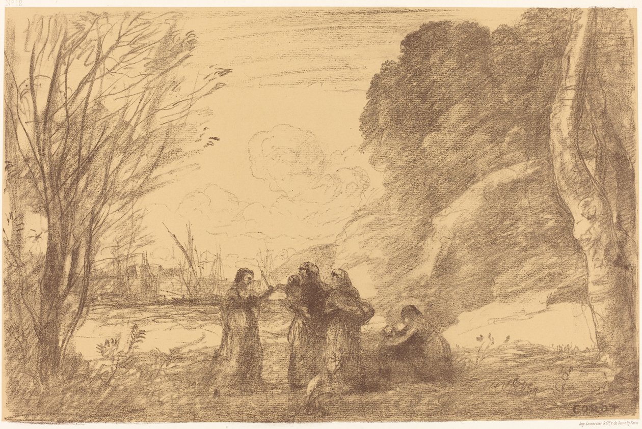 Perhe Terracinassa Perhe Terracinassa, 1871. tekijältä Jean Baptiste Camille Corot