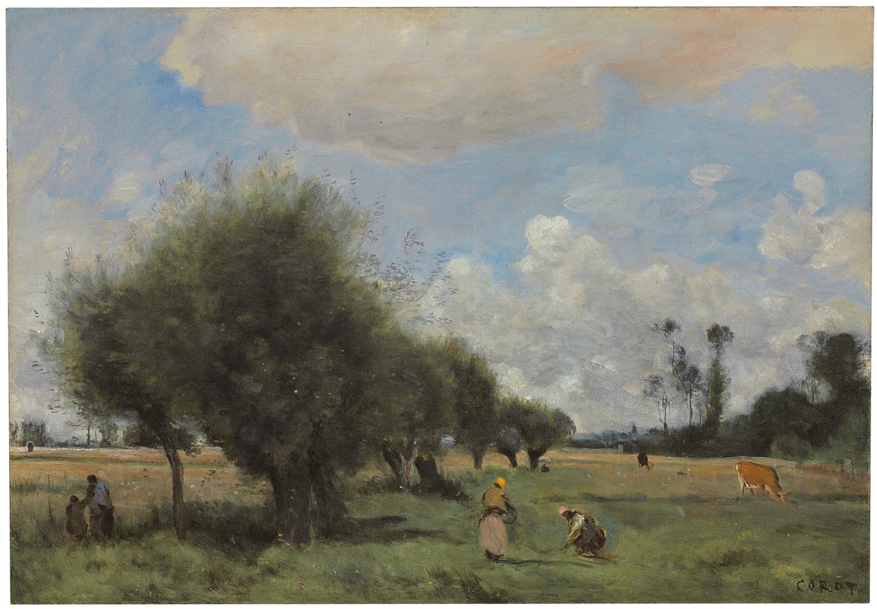Kentät lähellä Étampesia, n. 1855-1860 tekijältä Jean Baptiste Camille Corot