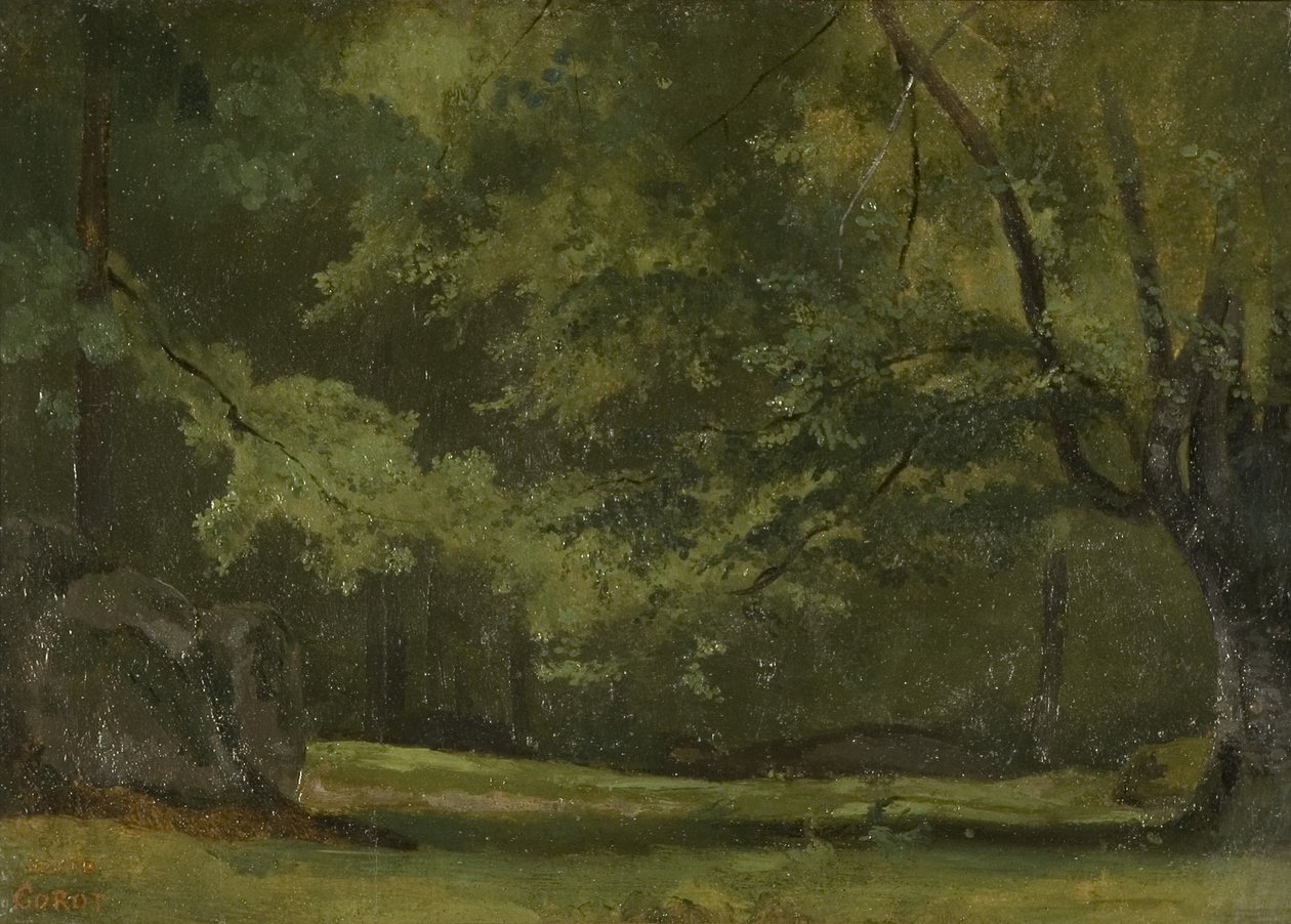 Fontainebleau - metsässä, n. 1823-24 tekijältä Jean Baptiste Camille Corot