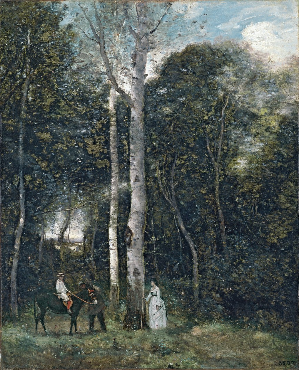 Ranska: Le départ pour la promenade des lions, à Port-Marly Le Parc des Lions Port-Marlyssä tekijältä Jean Baptiste Camille Corot