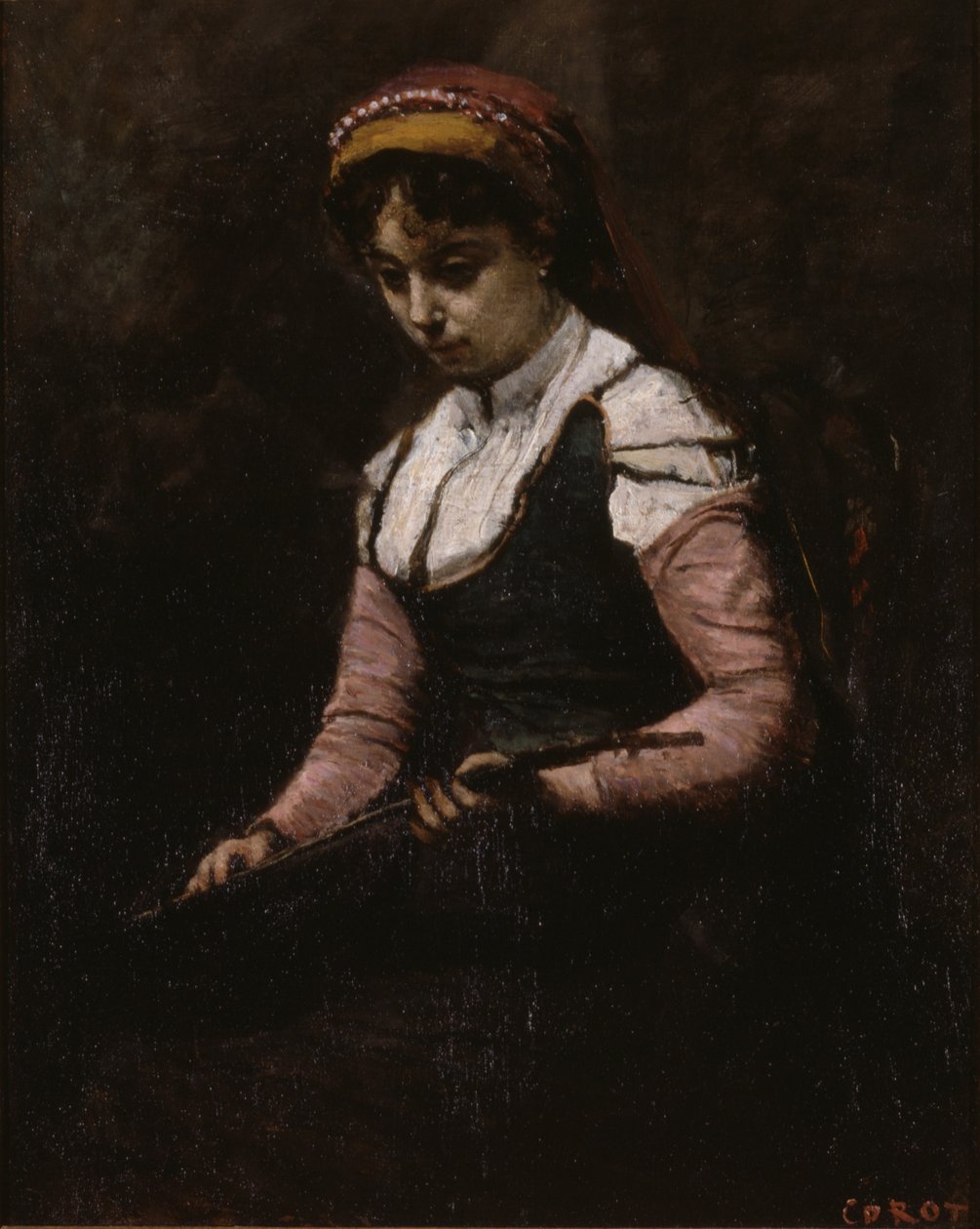Tyttö mandoliinin kanssa tekijältä Jean Baptiste Camille Corot