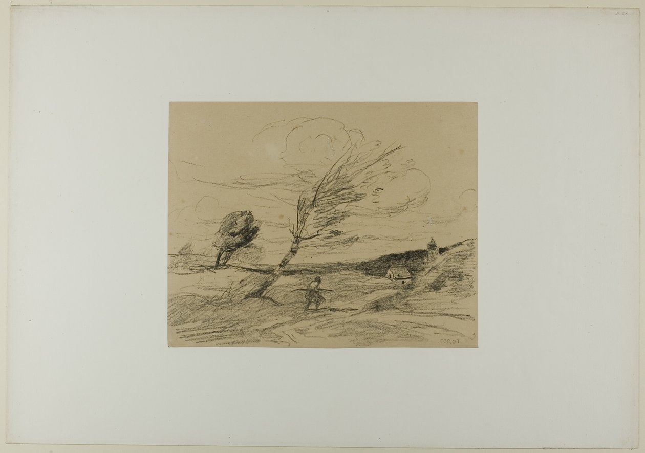 Tuulenpuuska tekijältä Jean Baptiste Camille Corot