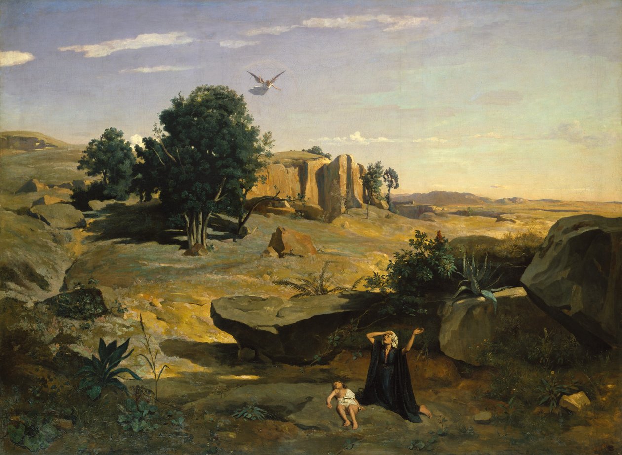 Hagar erämaassa, 1835. tekijältä Jean Baptiste Camille Corot