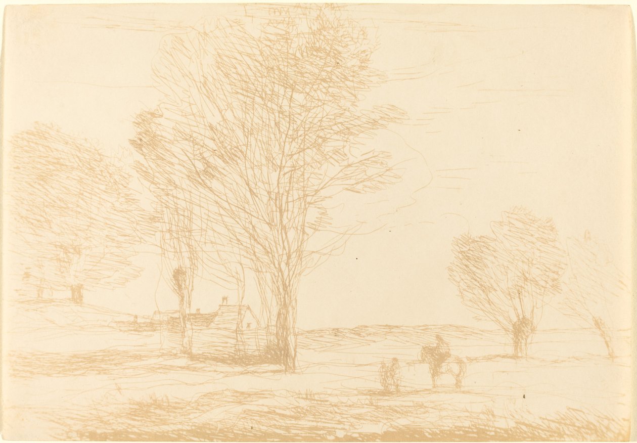 Hevosmies pysähtyi maaseudulle tekijältä Jean Baptiste Camille Corot