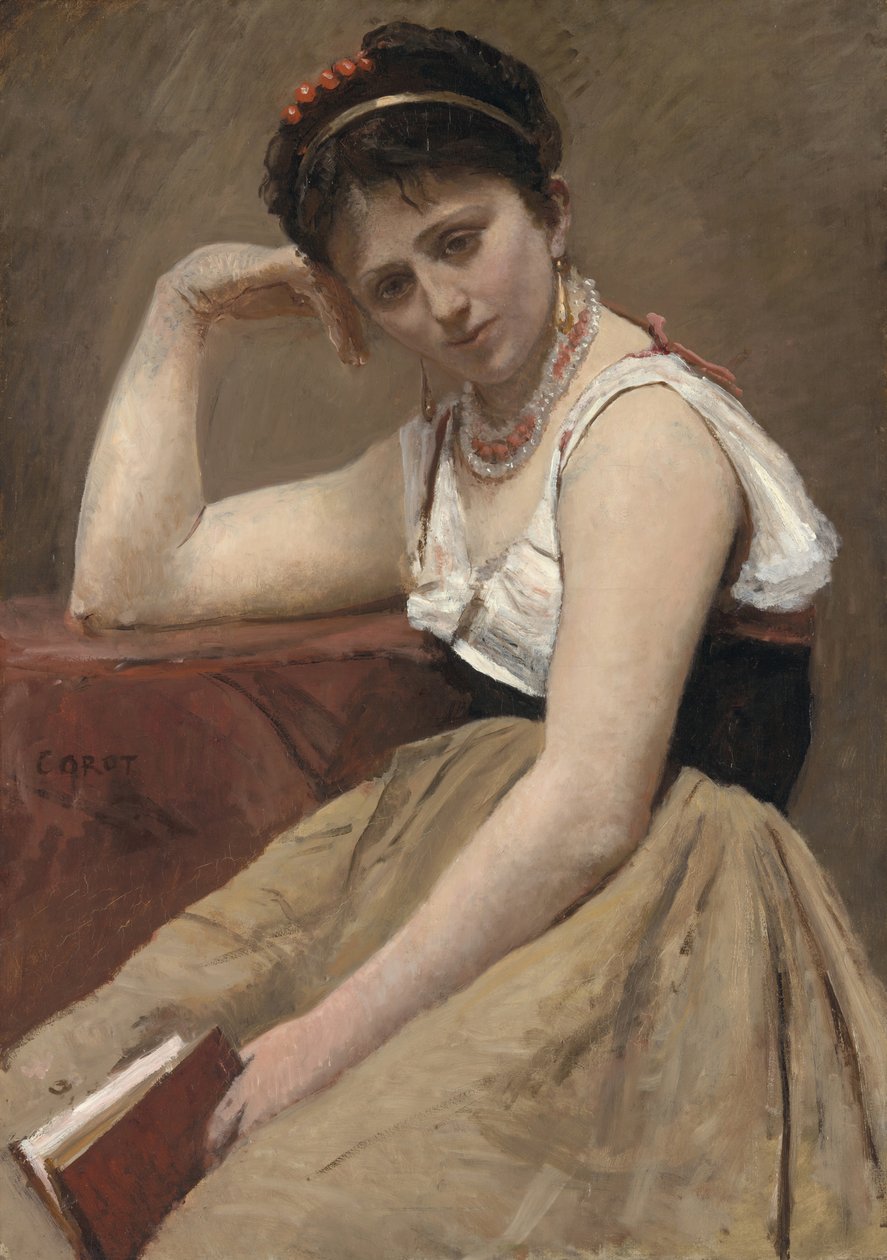 Keskeytetty lukeminen, c. 1870. tekijältä Jean Baptiste Camille Corot