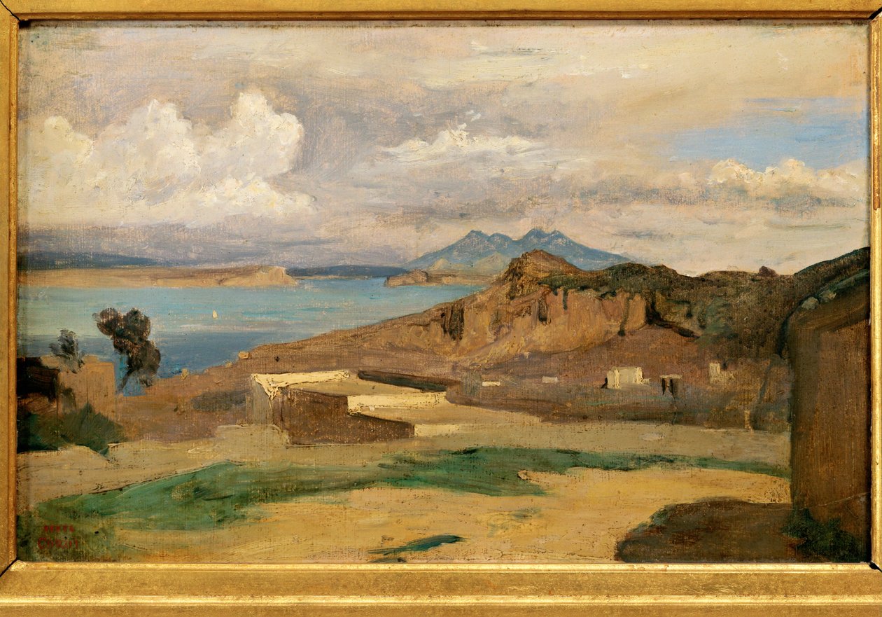 Ischia Epomeo-vuoren rinteiltä nähtynä - Ischia, nähtynä ... tekijältä Jean Baptiste Camille Corot