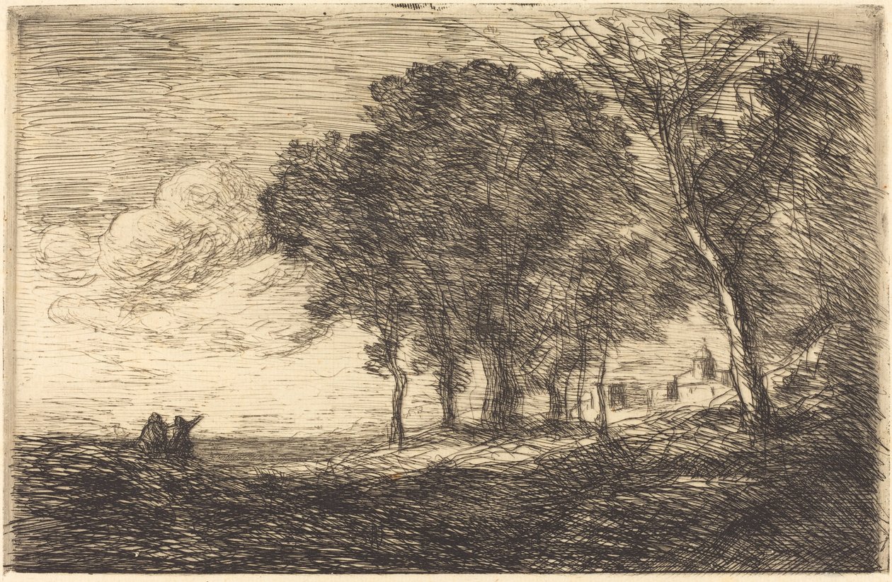 Italian maisema Italialainen maisema, c. 1865. tekijältä Jean Baptiste Camille Corot