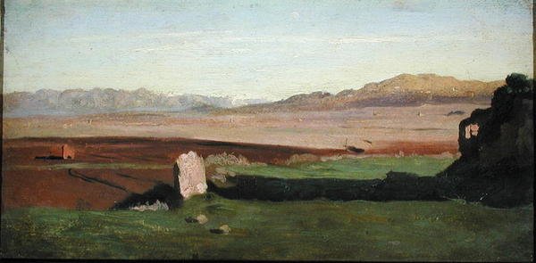 Italian maisema, n. 1826 (öljy paneelille) tekijältä Jean Baptiste Camille Corot