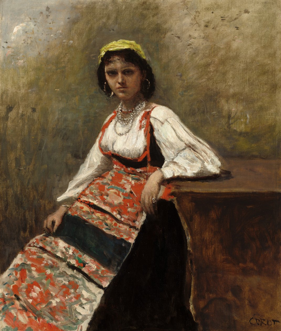 italialainen nainen (La Morieri) tekijältä Jean Baptiste Camille Corot