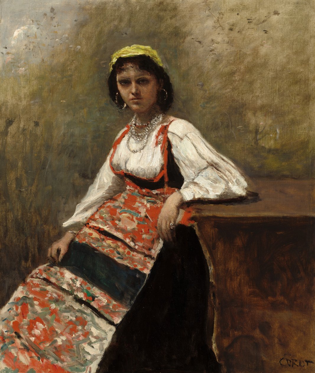 italialainen nainen La Morieri, n. 1872 tekijältä Jean Baptiste Camille Corot
