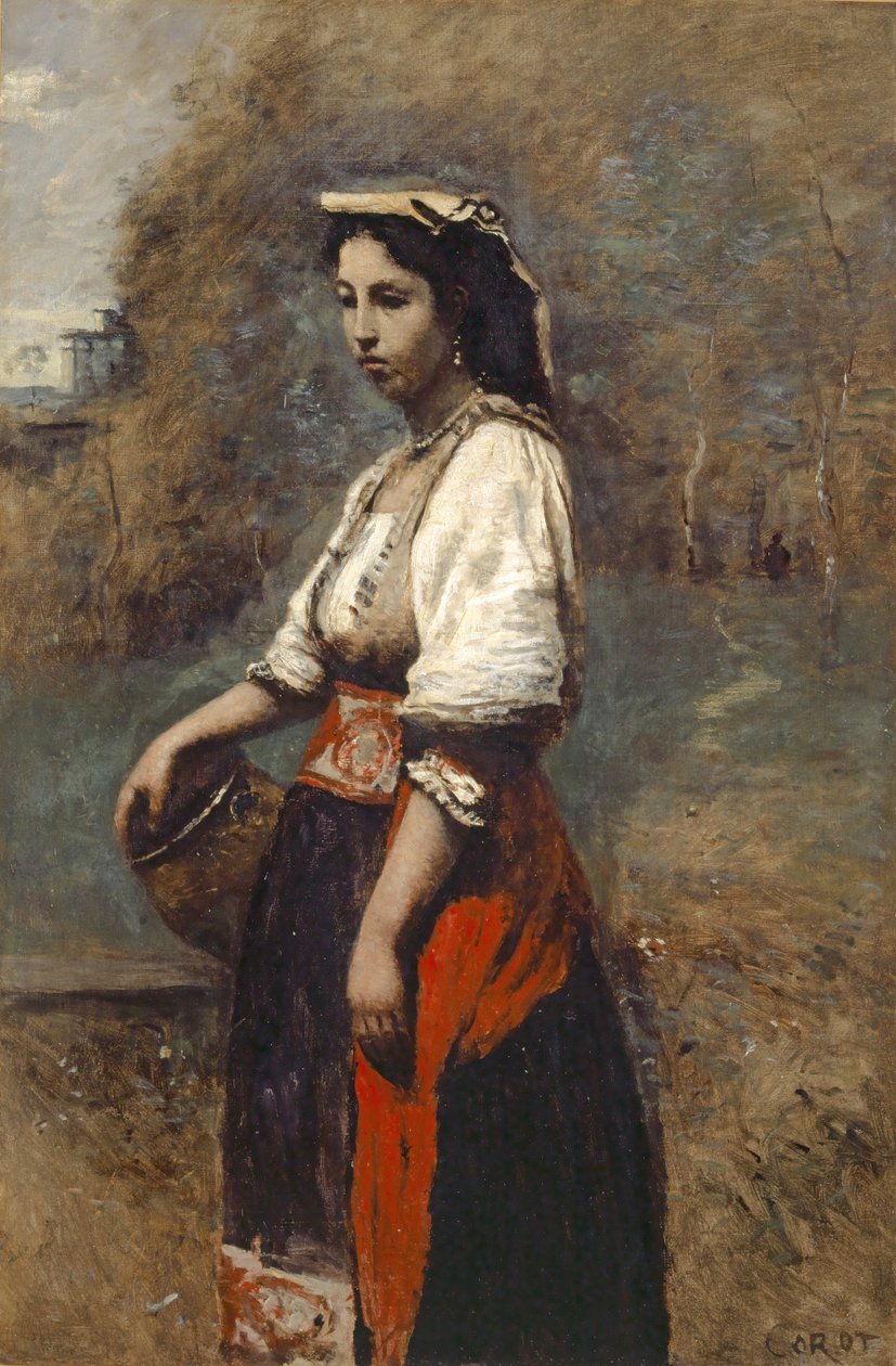 Italialainen nainen kaivossa tekijältä Jean Baptiste Camille Corot