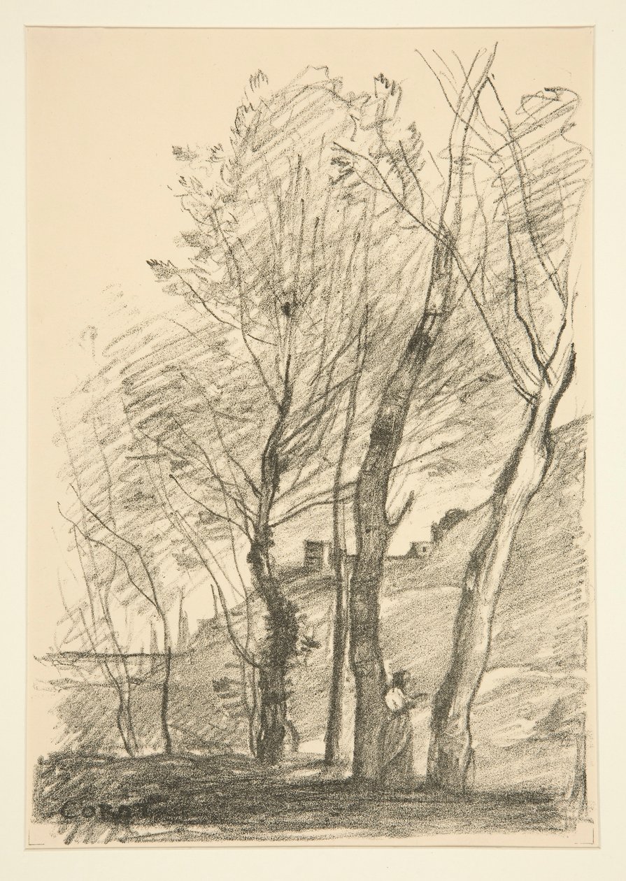 La Lecture sous les arbres (Lukeminen puiden alla) tekijältä Jean Baptiste Camille Corot