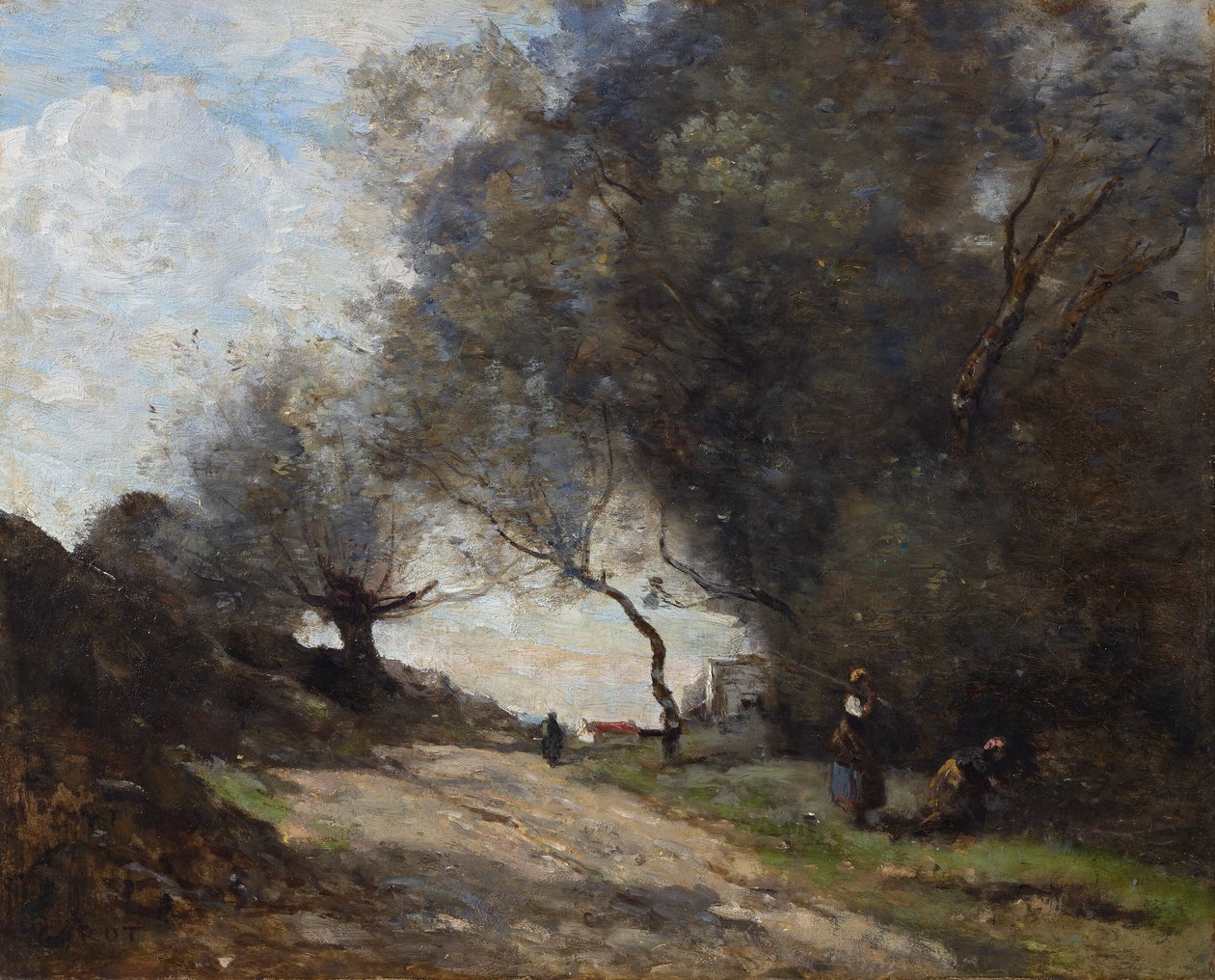 Poiminta tienvarressa tekijältä Jean Baptiste Camille Corot