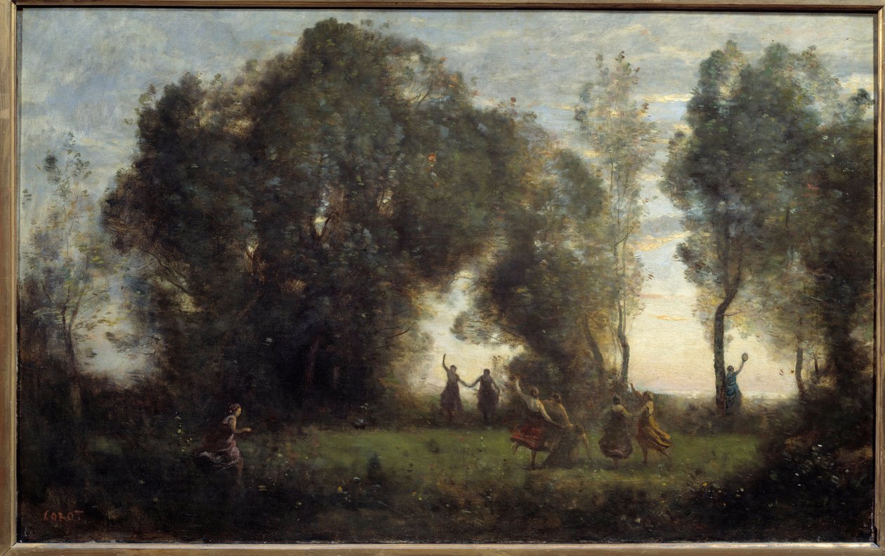 Camille Corotin (1796-1875) Nymfitanssi maalaus 1860 su. 0,47x0,77 m Pariisi, orsay-museo tekijältä Jean Baptiste Camille Corot