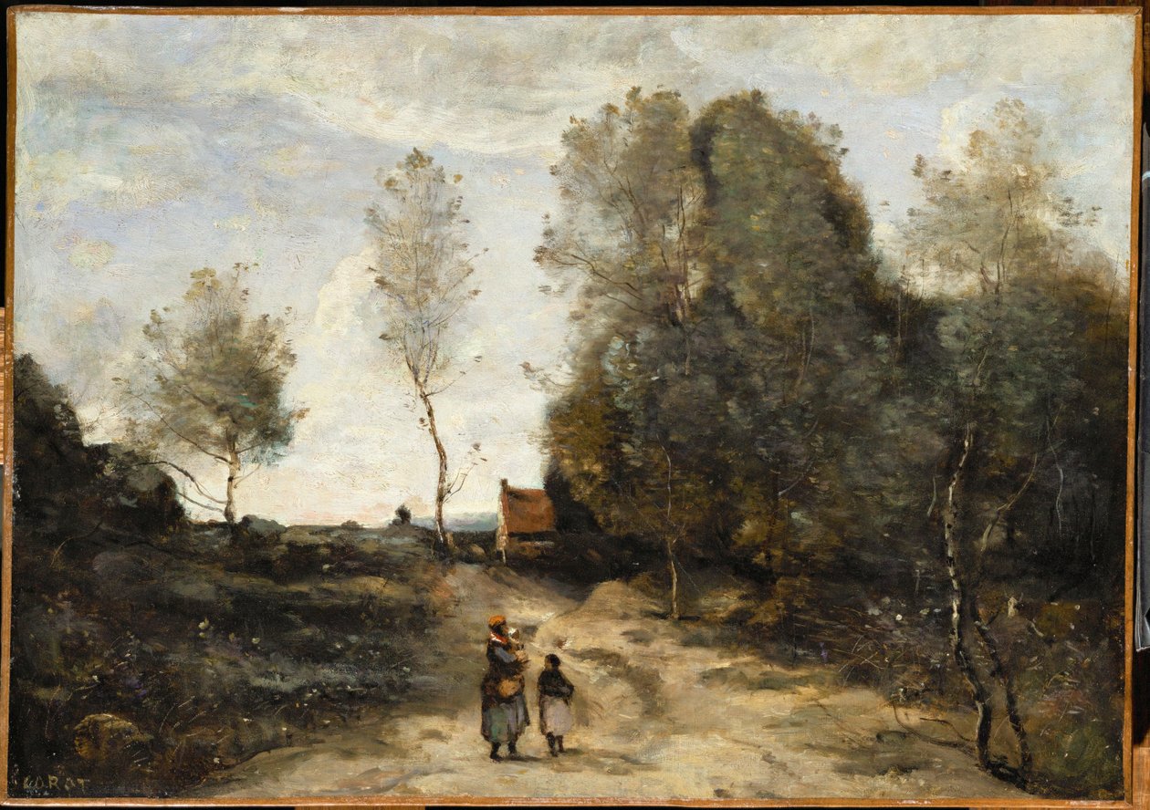 La route, The Road (maalaus kankaalle) tekijältä Jean Baptiste Camille Corot