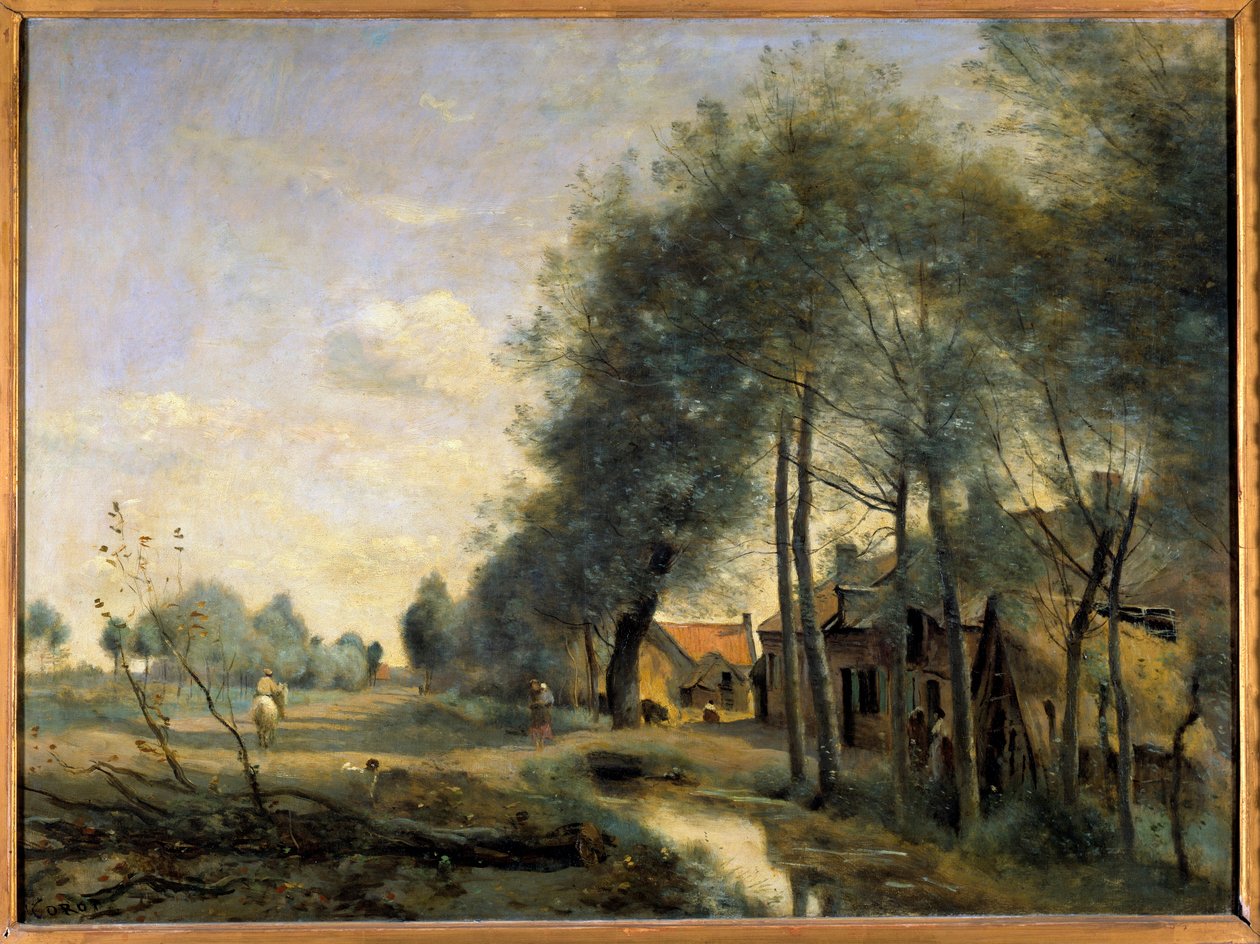 La route de Sin le Noble, lähellä Douai-maalausta Camille Corotin (1796-1875) 1800-luvun su. 0,6x0,81 m tekijältä Jean Baptiste Camille Corot