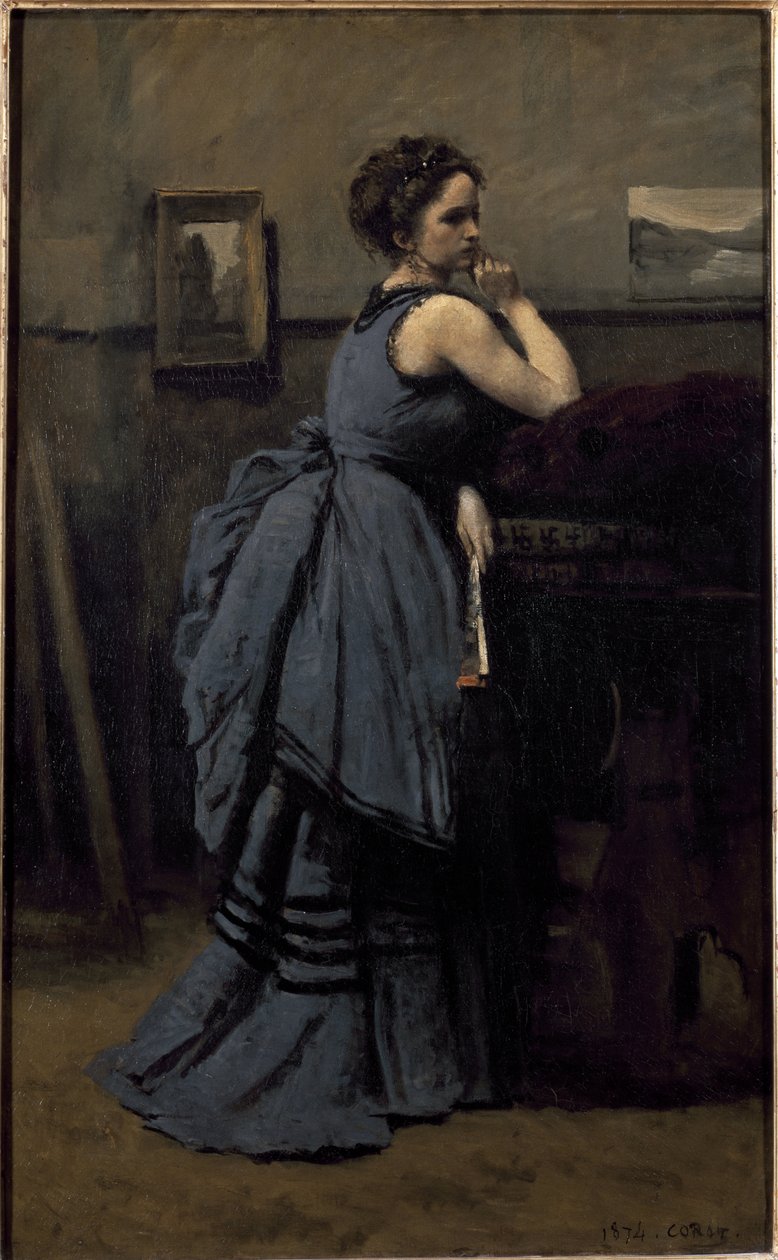 Lady in blue (öljy kankaalle tekijältä Jean Baptiste Camille Corot