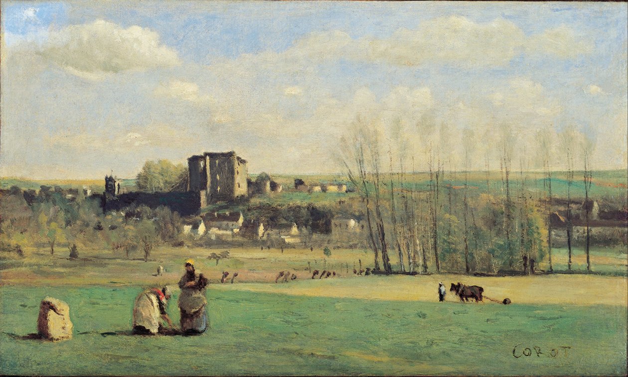 La Ferté-Milonin maisema tekijältä Jean Baptiste Camille Corot