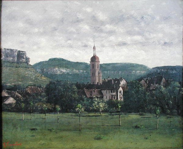Maisema kirkon kanssa (öljy kankaalle) tekijältä Jean Baptiste Camille Corot