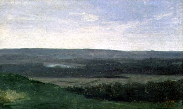 Maisema ja kaukaiset vuoret, n.1840-45 tekijältä Jean Baptiste Camille Corot