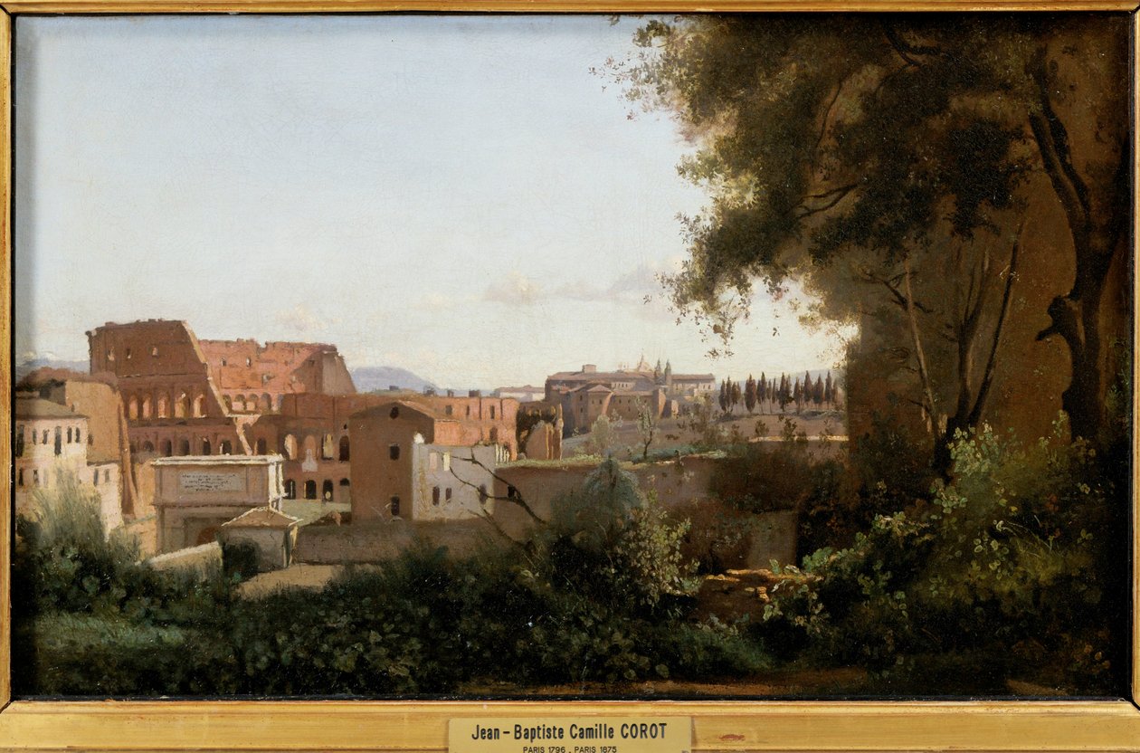 Le Colisee vu des jardins Farnese - Collosseum Farnesen puutarhasta nähtynä ... tekijältä Jean Baptiste Camille Corot