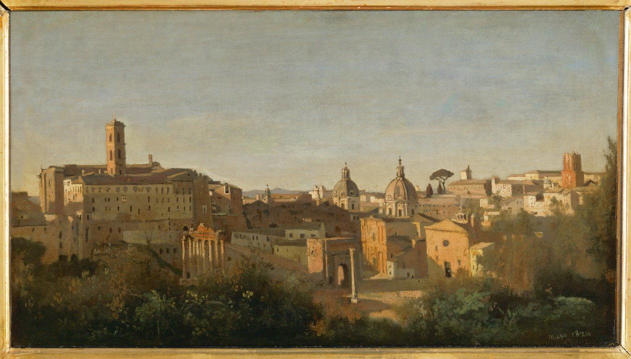 Forum, näkymä Farnesen puutarhasta, Rooma ... tekijältä Jean Baptiste Camille Corot