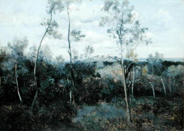 Le Mont Valerian (öljy paneelissa) tekijältä Jean Baptiste Camille Corot