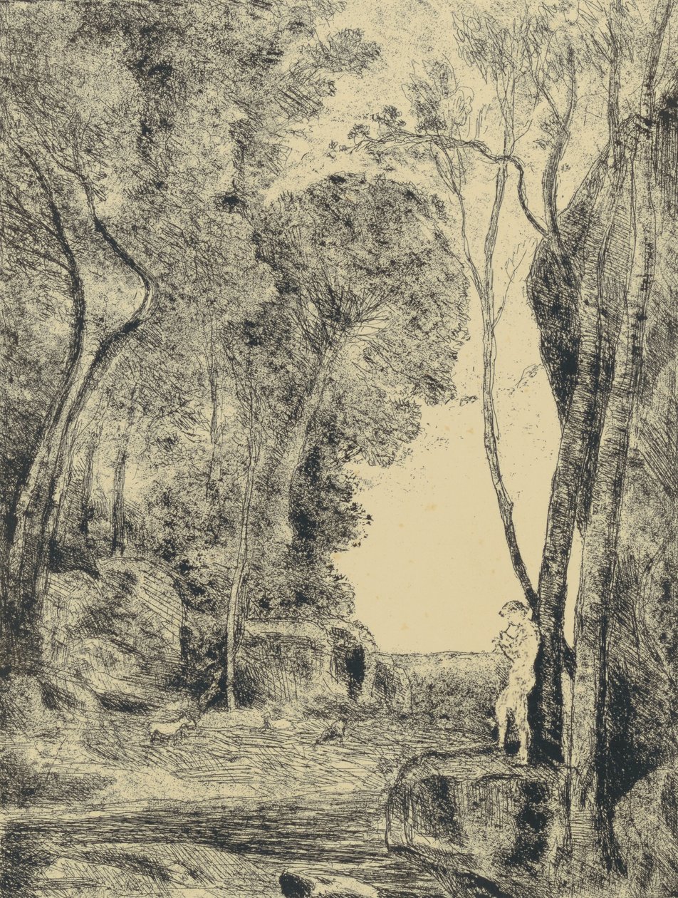 Pieni paimen, 1. paneeli tekijältä Jean Baptiste Camille Corot