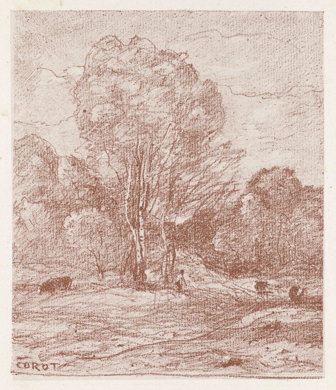 The Cow Pasture (The Cow Pasture) finlandès tekijältä Jean Baptiste Camille Corot