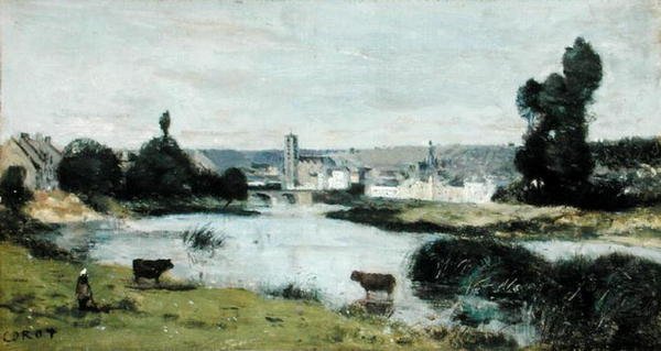 Les Chateaux (öljy kankaalle) tekijältä Jean Baptiste Camille Corot