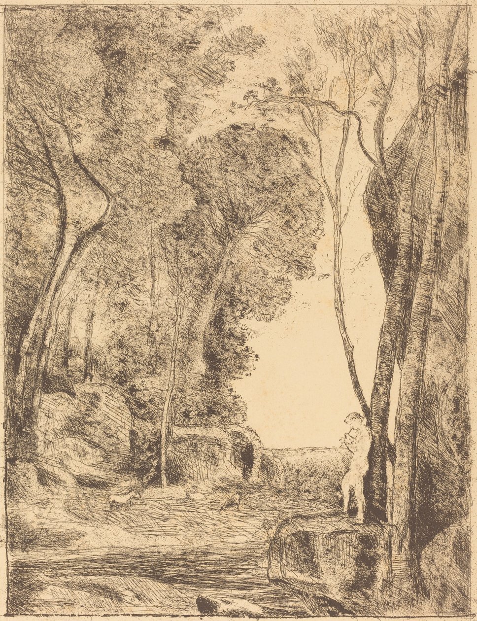Pikkupaimen, 1. lautanen (Le Petit Berger) tekijältä Jean Baptiste Camille Corot