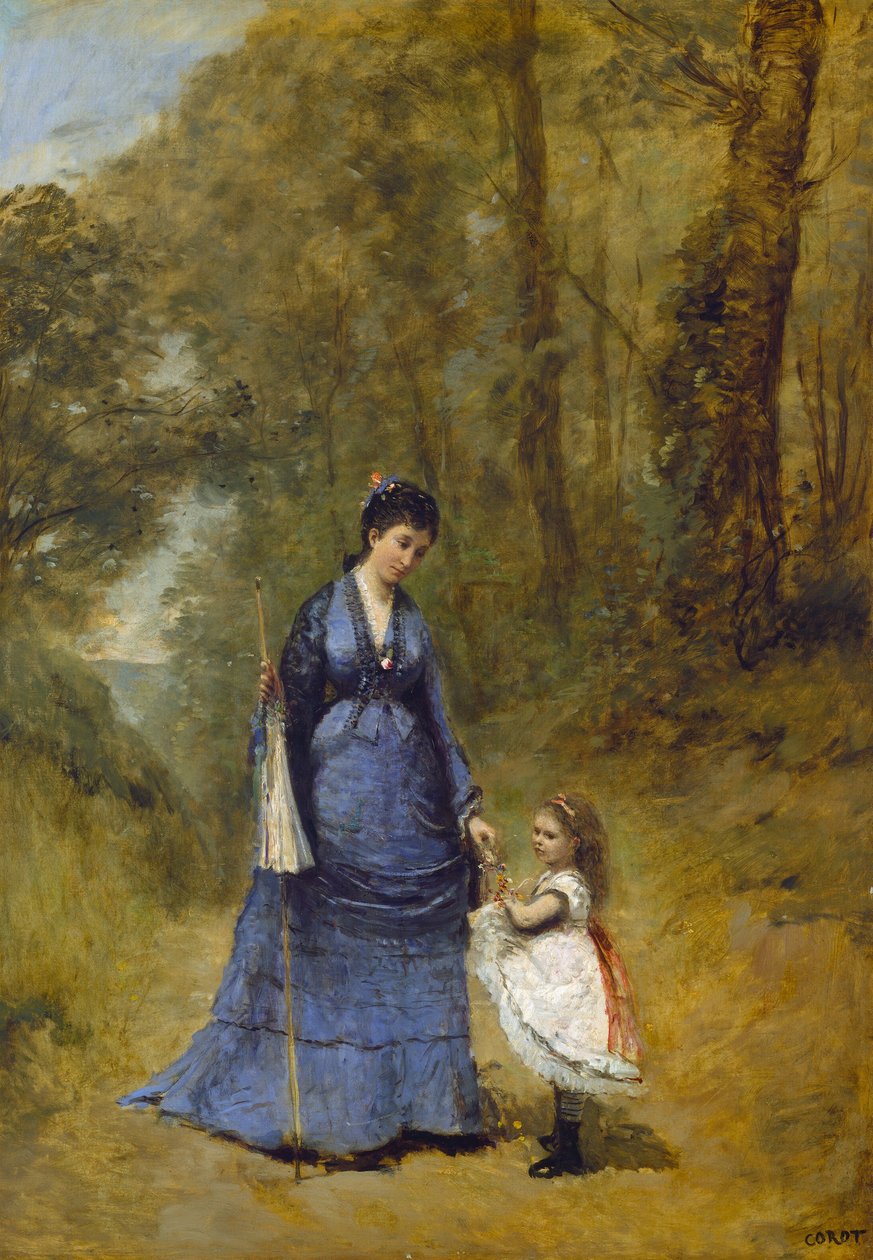 Madame Stumpf ja hänen tyttärensä, 1872. tekijältä Jean Baptiste Camille Corot