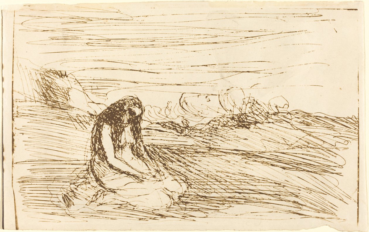 Maria Magdaleena meditaatiossa (Madeleine en meditation) tekijältä Jean Baptiste Camille Corot
