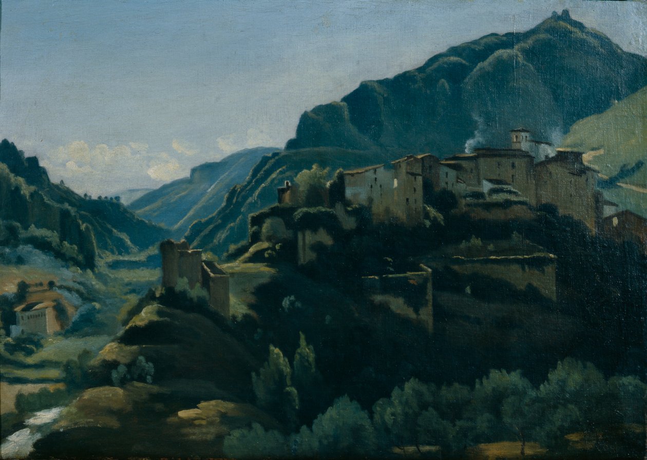 Meridionale Village (öljy kankaalle) tekijältä Jean Baptiste Camille Corot