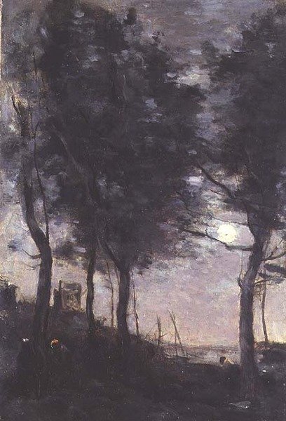 Kuunvalo meren rannalla tekijältä Jean Baptiste Camille Corot