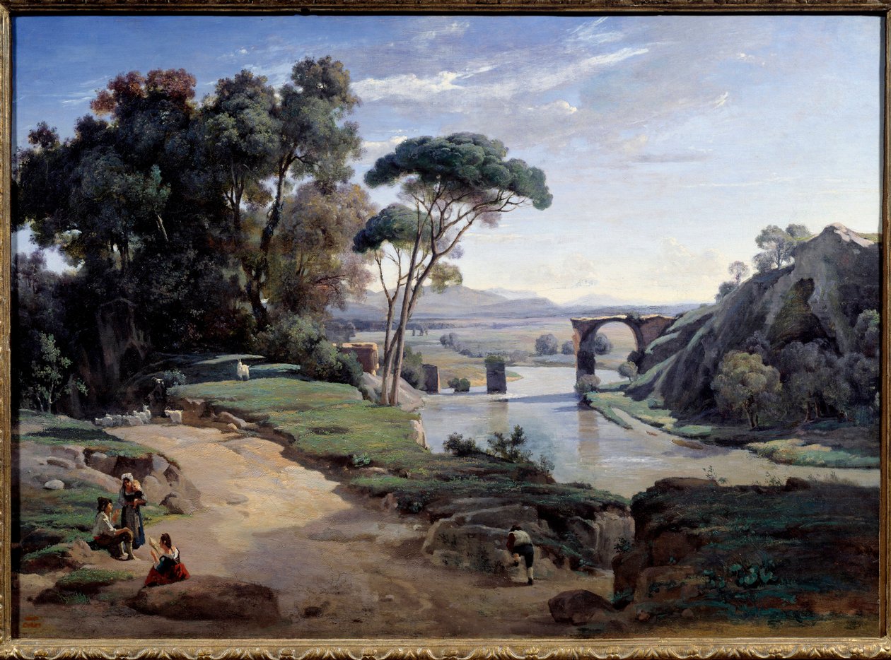 Narnin silta lähellä Roomaa. Camille Corotin maalaus (1796-1875) tekijältä Jean Baptiste Camille Corot