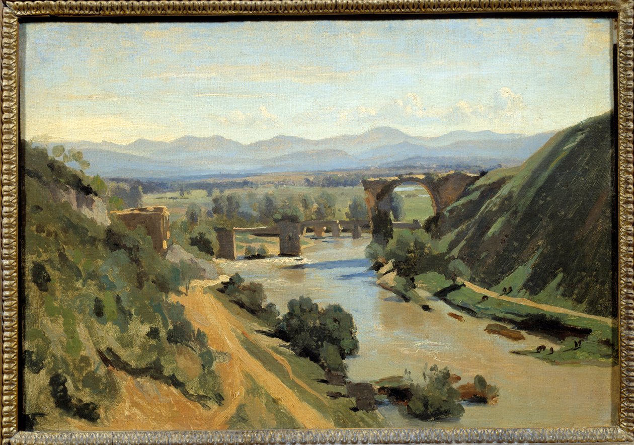 Narnin silta lähellä Roomaa Camille Corotin (1796-1875) maalaus 1826 Su. 0,34x0,48 m tekijältä Jean Baptiste Camille Corot