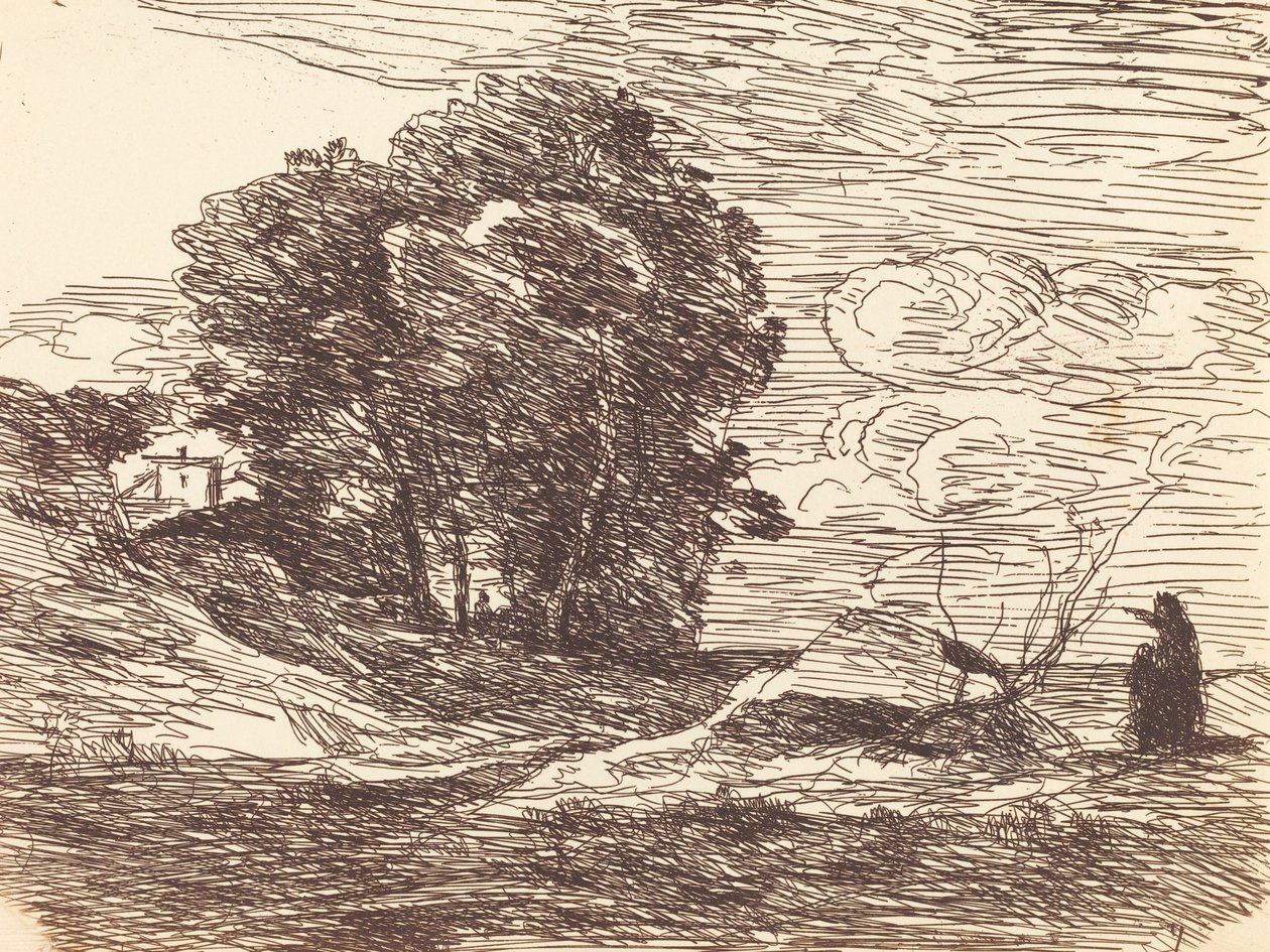 Runoilijan asunto La Demeure du poete, 1871. tekijältä Jean Baptiste Camille Corot